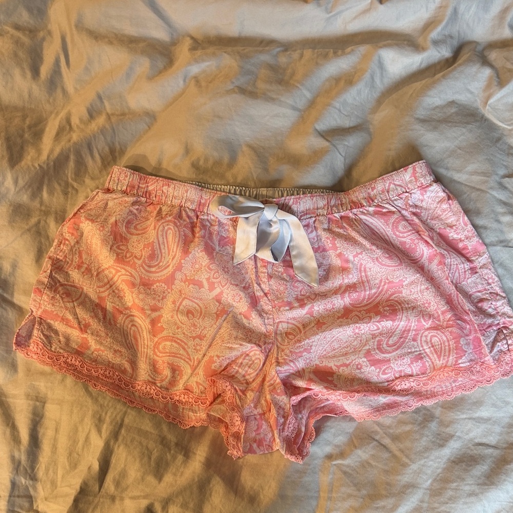 Victoria's Secret Pink Paisley Lace-Trim Pajama Shorts